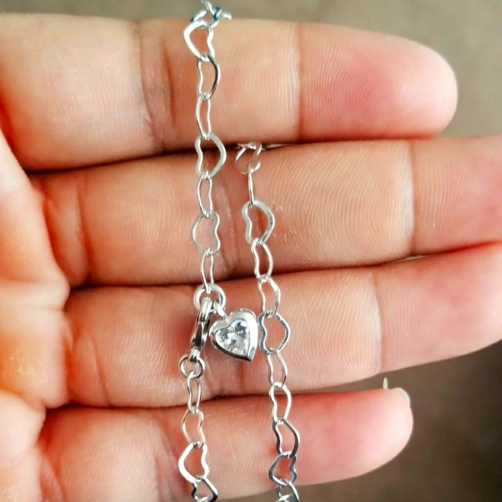 Silver heart ankle bracelet